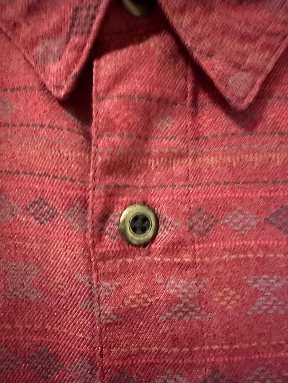 Men's Red Patterned Button-Up Jacket - Picture 9 of 10
